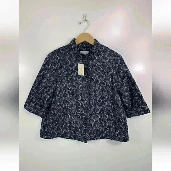 CJ Banks Tops - XL CJ Banks Women's 3/4 Sleeve Abstract Button Up Jacket 100% Cotton